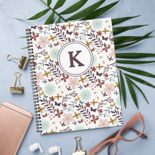 Mit Monogramm BlumenNotebook Notizbuch