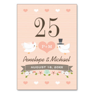 mit Monogramm Blus Love Birds Dove Tischnummer