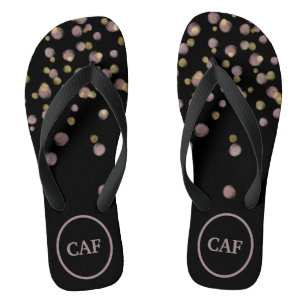 Mit Monogramm Blush and Gold Overlay Flip Flops