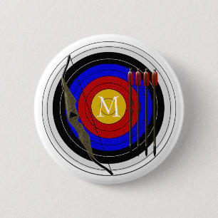 Mit Monogramm Bogenschießen-Entwurf Button