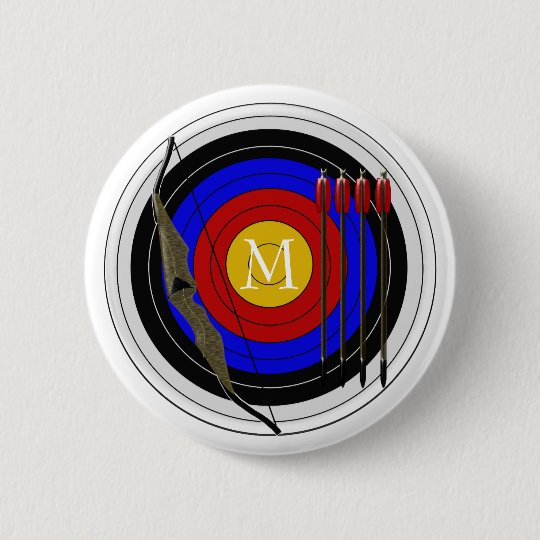 Mit Monogramm Bogenschießen-Entwurf Runder Button 5,7 Cm