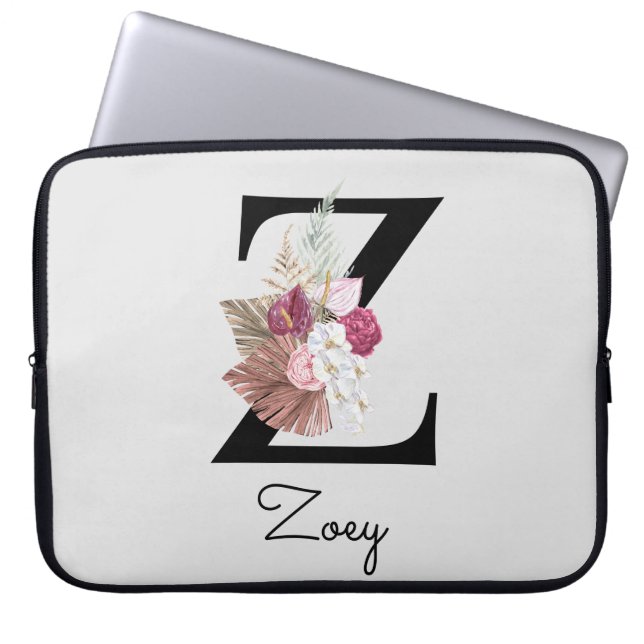 Mit Monogramm Boho Blume Initial Z Laptopschutzhülle (Vorderseite)