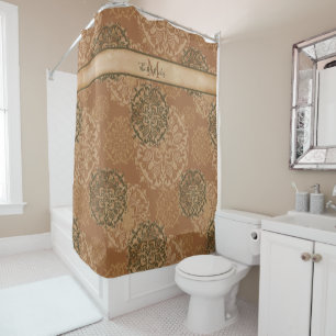 Mit Monogramm Boho Dark Rust Mandalases Duschvorha Duschvorhang