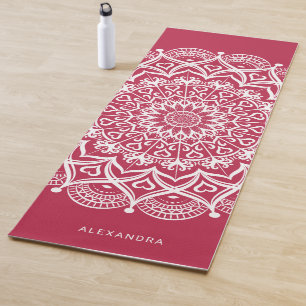 Mit Monogramm Boho Elegant Mandala Magenta Yogamatte