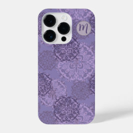 Mit Monogramm Boho Lila Mandalas iPhone 14 Pro Hülle