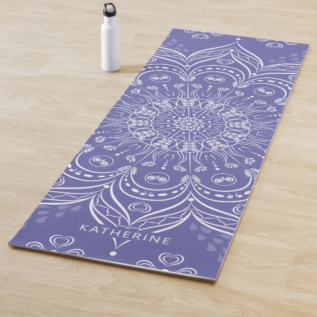 Mit Monogramm Boho Mandala Lila Elegant Yogamatte (Beispiel)