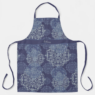 Mit Monogramm Boho Moody Demin Blues Mandalase Schürze
