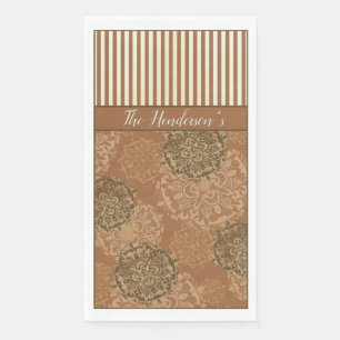 Mit Monogramm Boho Rost Orange Mandalase und Strei Serviette