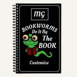 Mit Monogramm Bookworm Spaß Schwarz Benutzerdefini Notizbuch