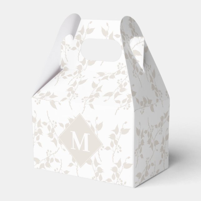 Mit Monogramm botanisches Beige-Dekorationsblatt Geschenkschachtel (Vorderseite)
