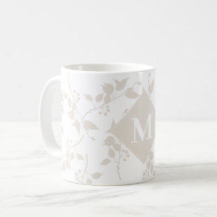 Mit Monogramm botanisches Beige-Dekorationsblatt Kaffeetasse