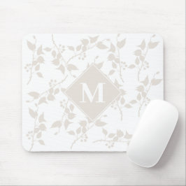 Mit Monogramm botanisches Beige-Dekorationsblatt Mousepad