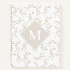 Mit Monogramm botanisches Beige-Dekorationsblatt Notizbuch