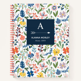 Mit Monogramm botanisches Muster Notizbuch
