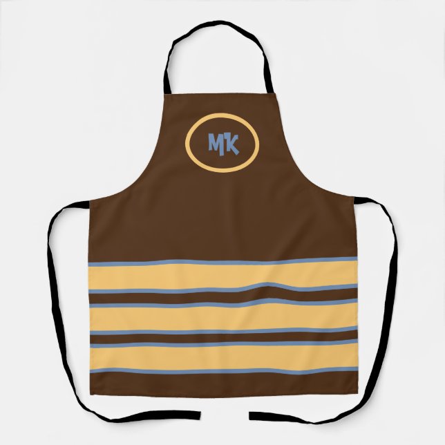 Mit Monogramm-braun-gelb-gestrichene Schürze (Vorderseite)