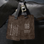 Mit Monogramm braune Imitate Ledertextur Gepäckanhänger<br><div class="desc">Mit Monogramm braunes Imitat Leather Textur Print Gepäckstück Tag</div>