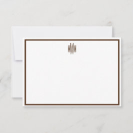 Mit Monogramm, braune und weiße Flachnotizkarte Einladung