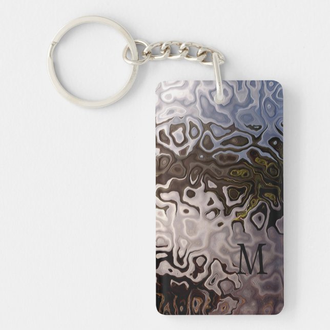 Mit Monogramm-braunes Grau-Schimmernde Snakeskin-E Schlüsselanhänger (Vorderseite)