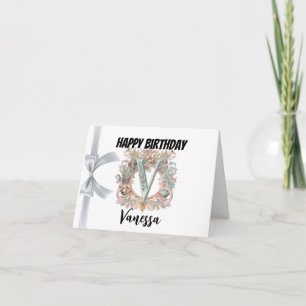 Mit Monogramm Brief "V" Happy Birthday Karte