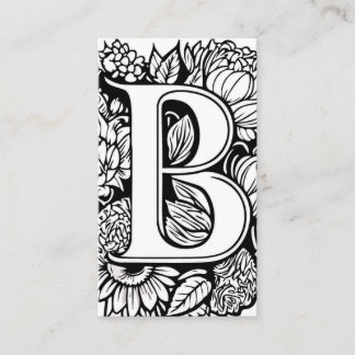 Mit Monogramm Buchstabe B Einfache Schwarz-Weiß-Bl Visitenkarte