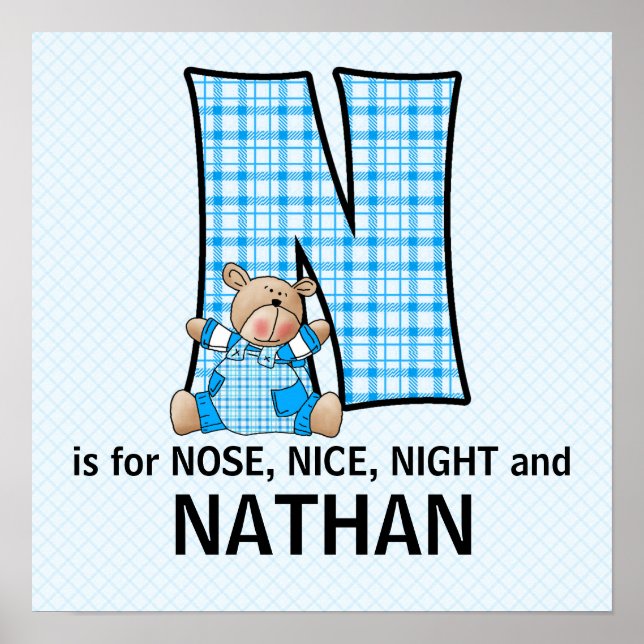 Mit Monogramm Buchstabe N Baby Room Poster (Vorne)