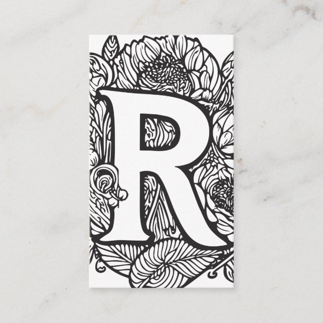Mit Monogramm Buchstabe R Einfach Schwarz/Weiß Visitenkarte (Vorderseite)