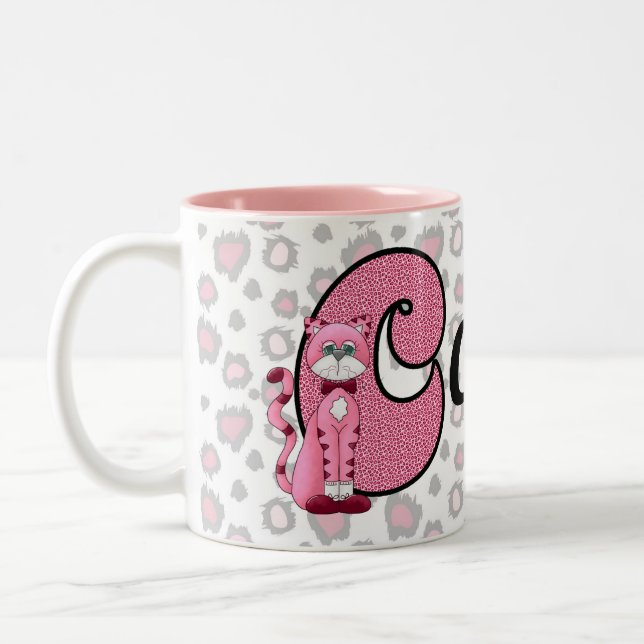 Mit Monogramm Buchstaben C und Name Kids Zweifarbige Tasse (Links)