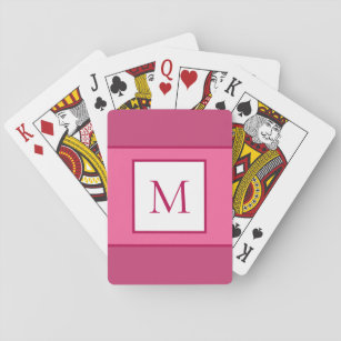 Mit Monogramm Buchstaben Initial Modern Pink White Spielkarten