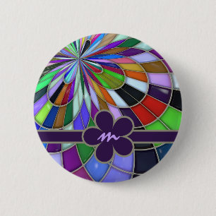 Mit Monogramm bunte abstrakte beflecktes Button