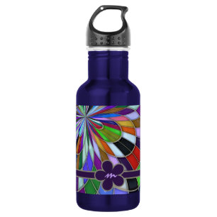 Mit Monogramm bunte abstrakte beflecktes Edelstahlflasche