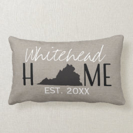 Mit Monogramm Burlap Zuhause Staat Virginia | Lendenkissen