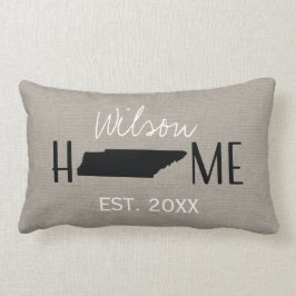 Mit Monogramm Burlap Zuhause Staaten Tennessee | Lendenkissen