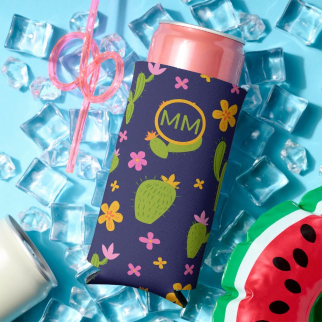 Mit Monogramm Cactus Fun Personalisiert Selters Dosenkühler (In Situ Sommer)