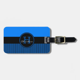 Mit Monogramm Chic-azurblauer blaue Gepäckanhänger