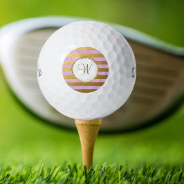Mit Monogramm Chic Golf Balls Girl Blush Pink Gold Golfball
