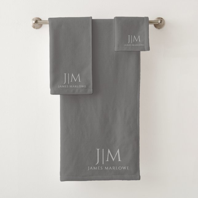 Mit Monogramm Chic Gray Badhandtuch Set (Insitu)