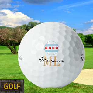 Mit Monogramm Chicagoer Flagge, Stadt & Illinois, Golfball