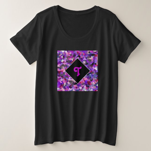 mit Monogramm Confetti Lila Große Größe T-Shirt (Design vorne)