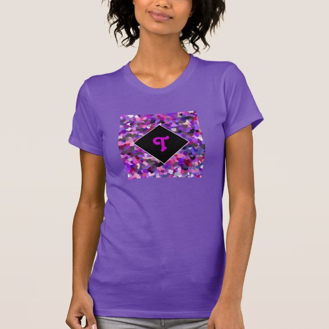 Mit Monogramm Confetti Lila T-Shirt (Vorderseite)