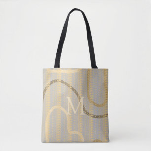 Mit Monogramm Cream Grau Gold Abstraktes Muster Tasche