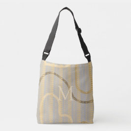Mit Monogramm Cream Grau Gold Abstraktes Muster Tragetaschen Mit Langen Trägern