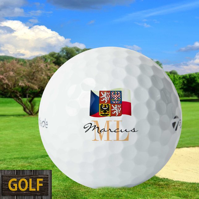 Mit Monogramm Czec Flag, Emblem & Czechia Golf Bal Golfball (Von Creator hochgeladen)