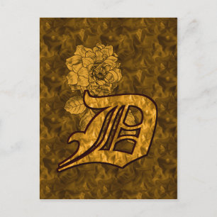 Mit Monogramm D Gold Peony Postcard Postkarte
