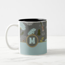 Mit Monogramm Dandelion Grau Blue Blumen Zweifarbige Tasse