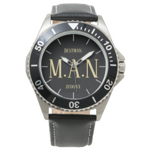 Mit Monogramm danke Ihnen Geschenke für Trauzeuge  Armbanduhr