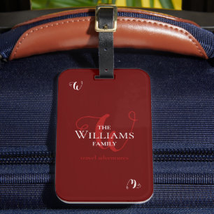 Mit Monogramm Dark Red Gepäckanhänger