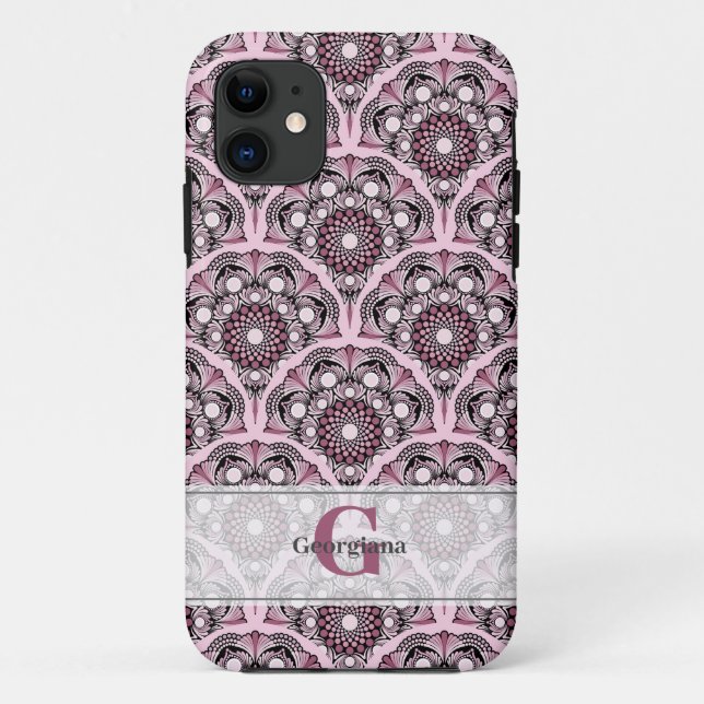 Mit Monogramm Deko Dusky Rose Cherry Blossom Manda Case-Mate iPhone Hülle (Rückseite)