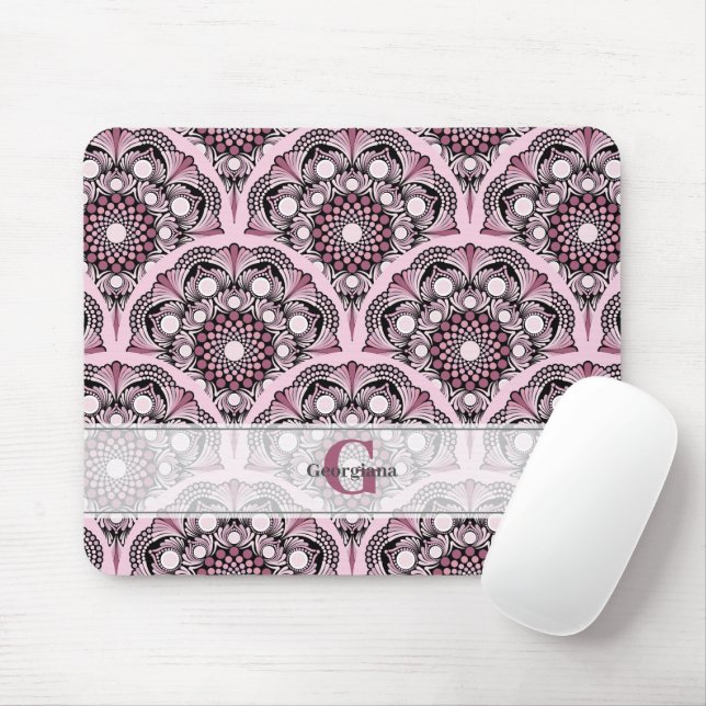Mit Monogramm Deko Dusky Rose Cherry Blossom Manda Mousepad (Mit Mouse)