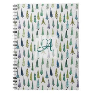 Mit Monogramm Dekor im Winterwald Pine Trees Muste Notizblock