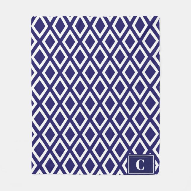 Mit Monogramm Diamant-Muster Fleece Blanket (Vorderseite)